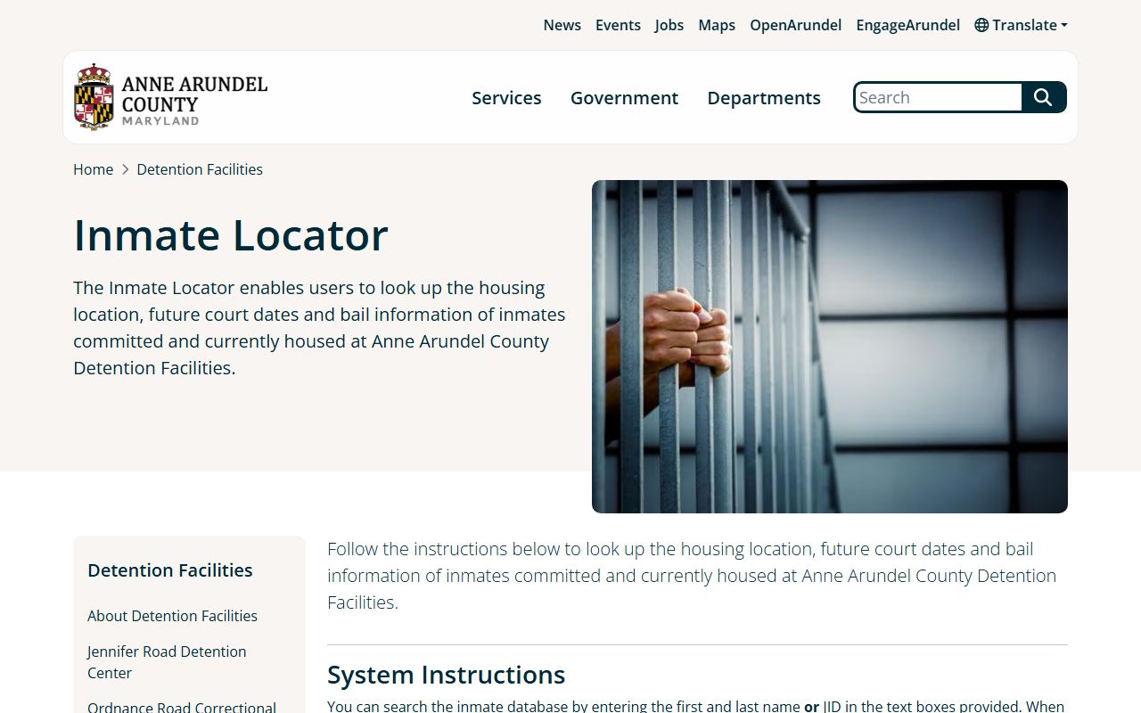 Anne Arundel County Inmate Locator for Bowie 72 hour booking records