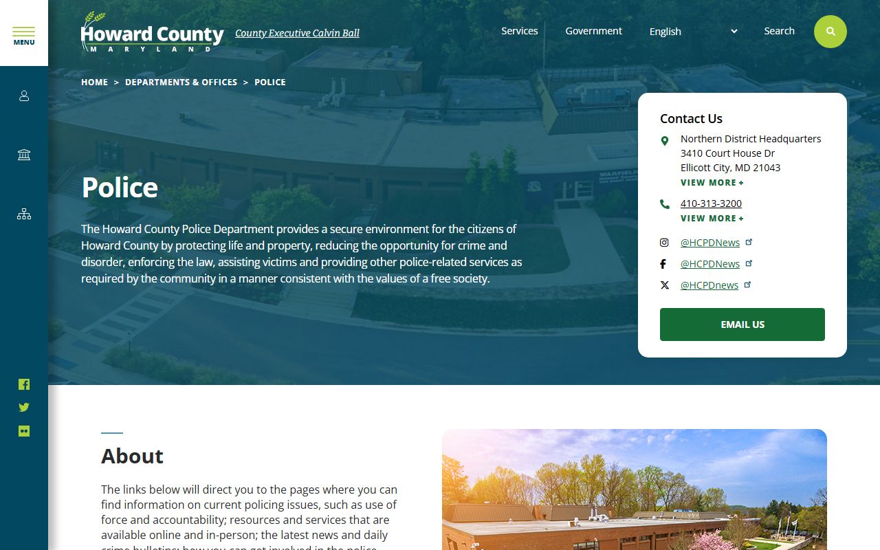 Howard County Police Department website for Columbia 72 hour booking