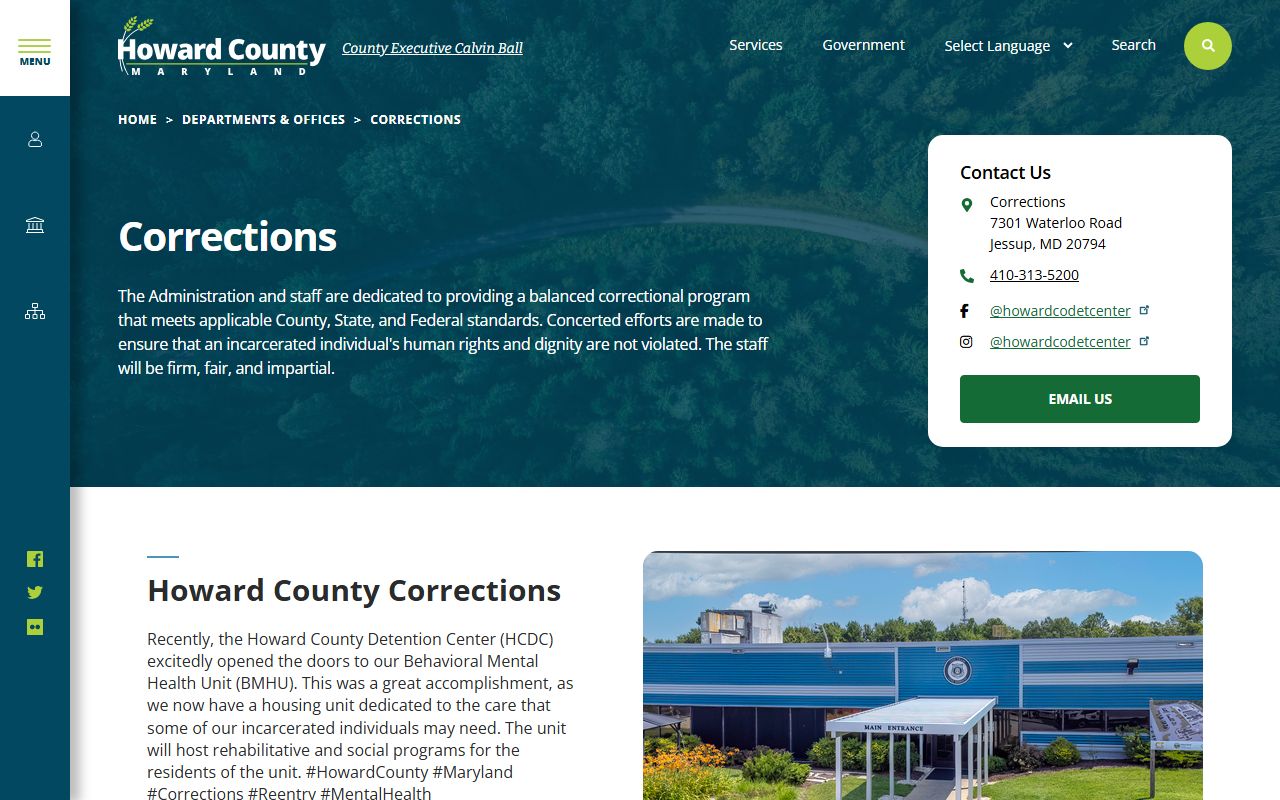 Howard County Department of Corrections for Ellicott City 72 hour booking