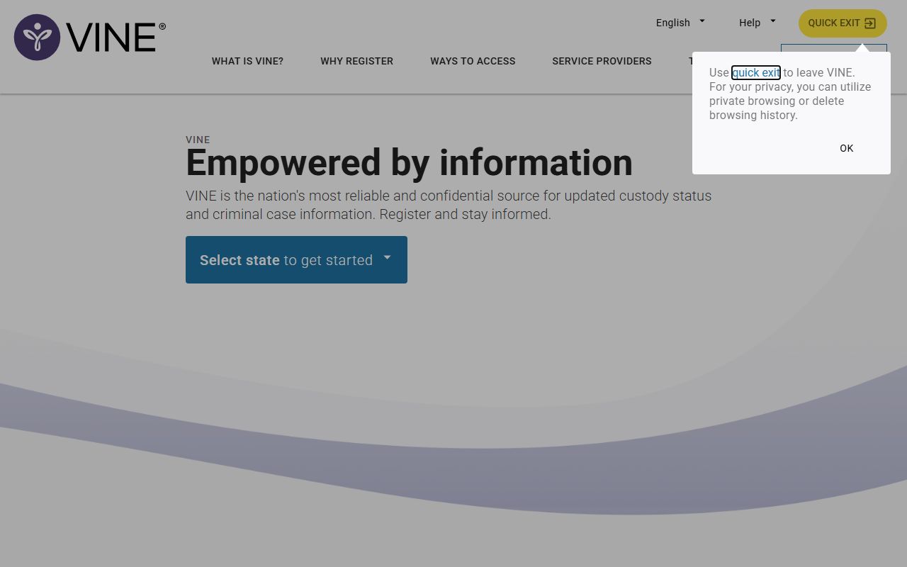 VINELink search page for Towson 72 hour booking records in Baltimore County