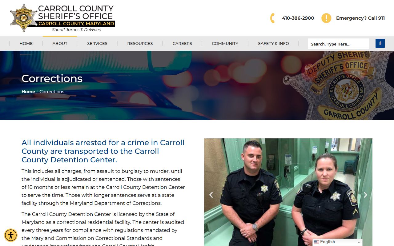 Carroll County Corrections division for 72 hour booking and detention