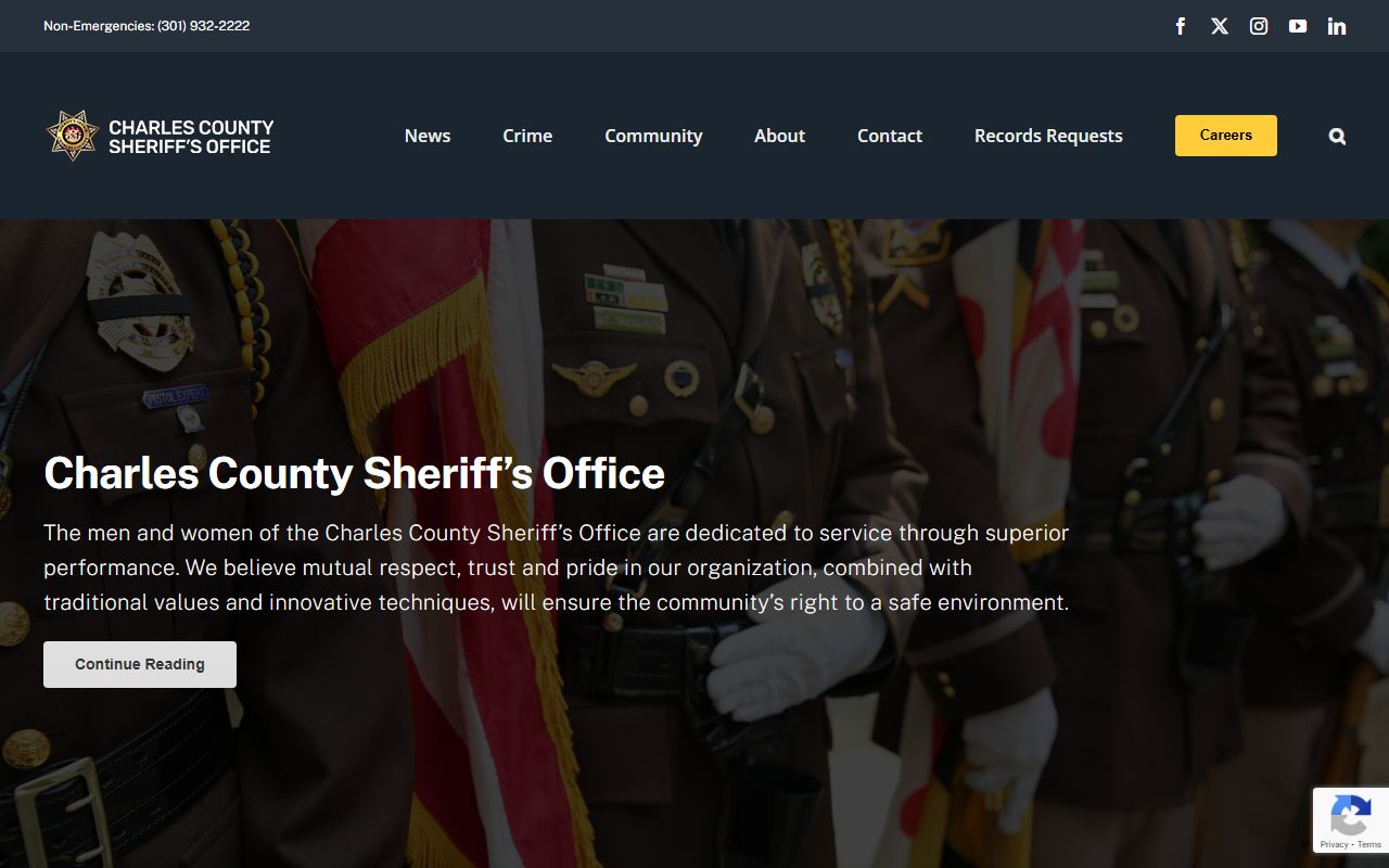 Charles County Sheriff Office website for 72 hour booking information