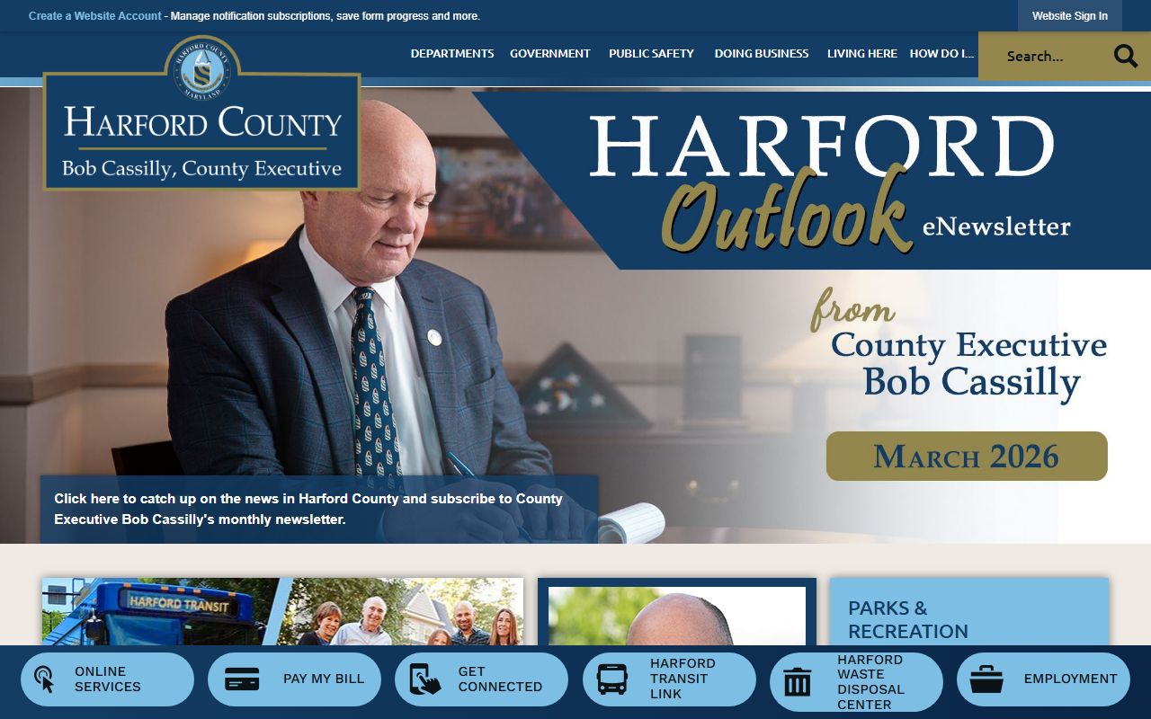 Harford County government website for 72 hour booking and public records