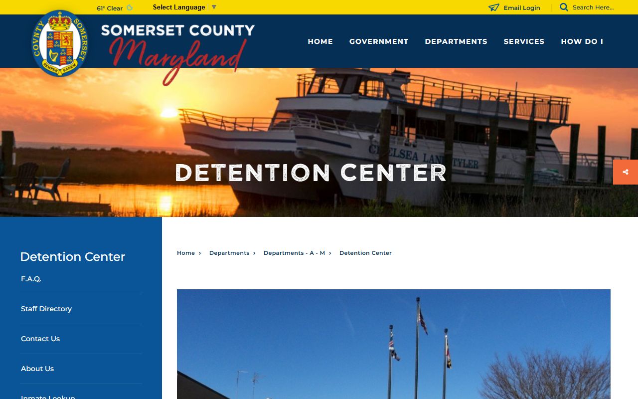 Somerset County Detention Center page for 72 hour booking information
