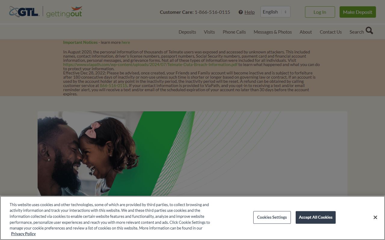 GettingOut visitation platform for Washington County 72 hour booking inmates