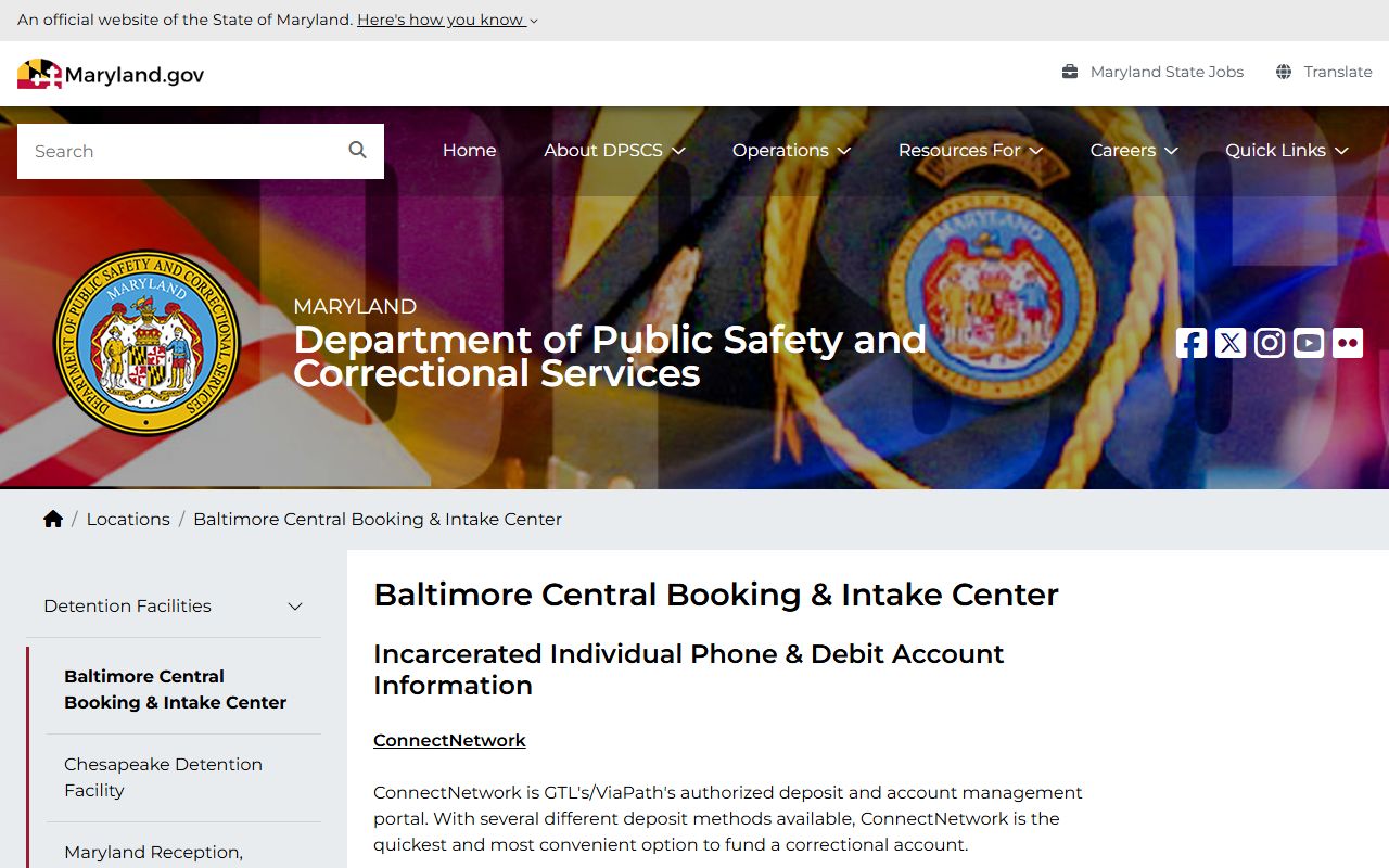 Baltimore Central Booking and Intake Center for Maryland 72 hour booking